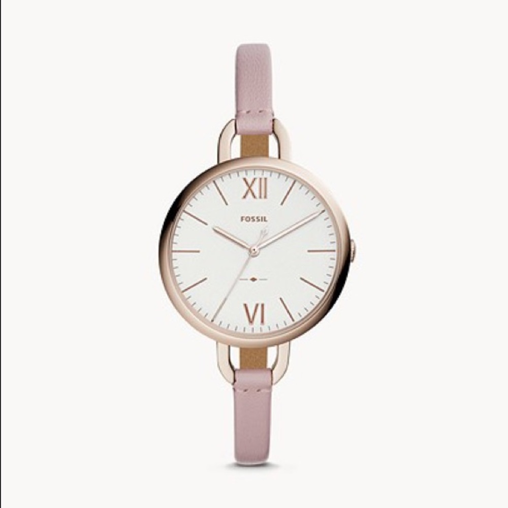 Annette 3-Hand Pastel Pink Leather Fossil Watch